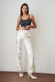 Power Pants White Sequin