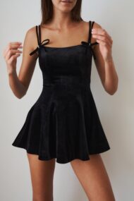 Chantal Bow Velvet Mini Dress