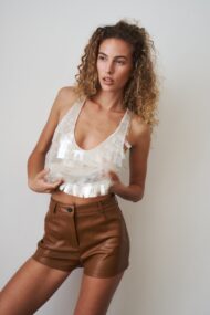 Power Tank Top in Sequinned White